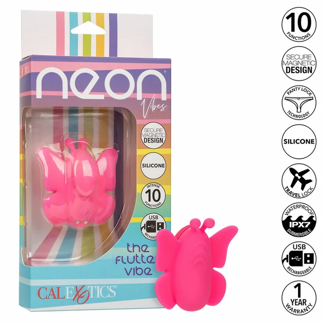 CalExotics Neon Vibes Flutter Vibe rożowy - kompaktowy stymulator z 10 trybami — zdjęcie 2