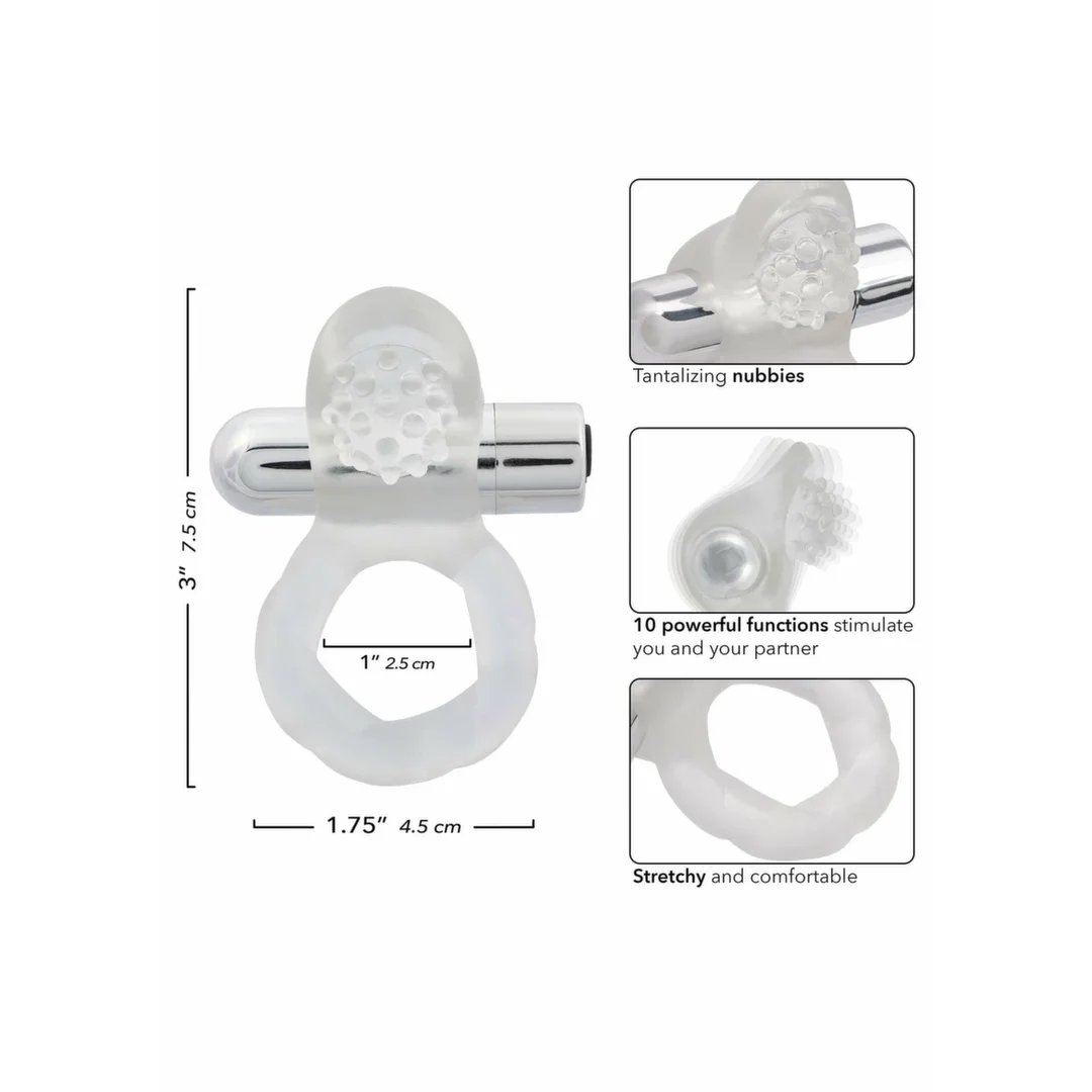 CalExotics Nubby Lovers Delight - silikonowy pierścień wibrujący, wodoodporny USB — zdjęcie 4