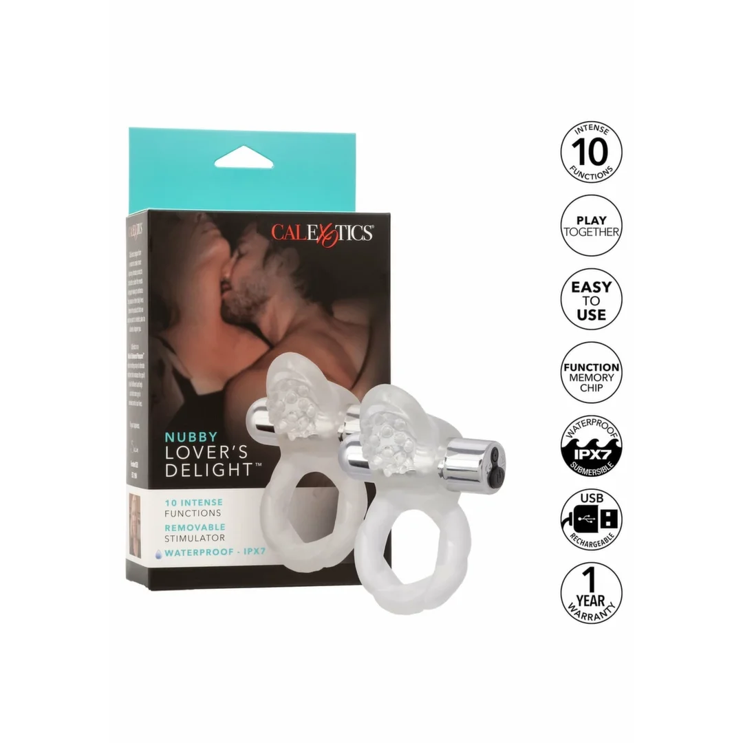 CalExotics Nubby Lovers Delight - silikonowy pierścień wibrujący, wodoodporny USB — zdjęcie 5