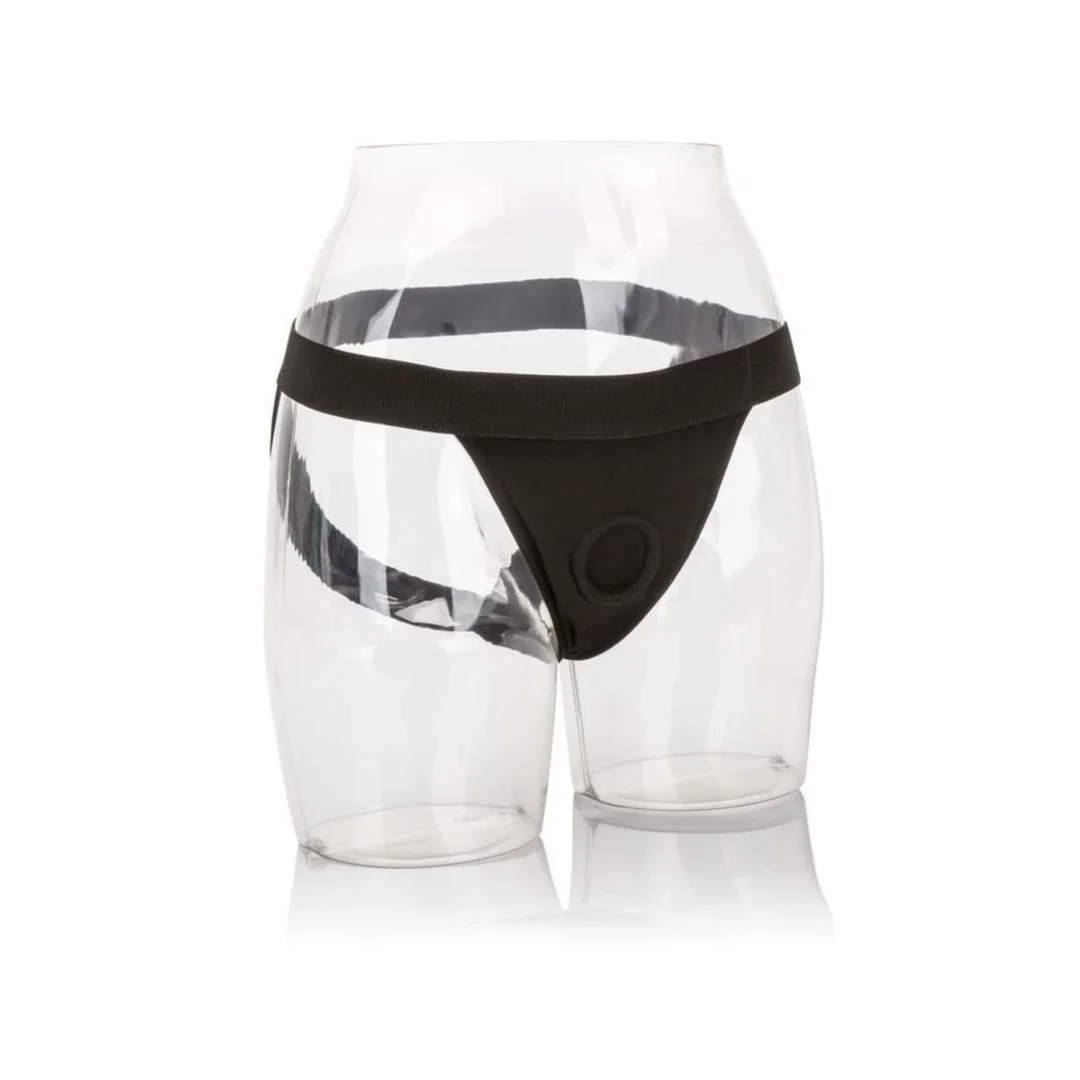 CalExotics Packer Gear Jock Strap - elastyczny pas z kieszenią na wibrator, czarny M/L — zdjęcie 2