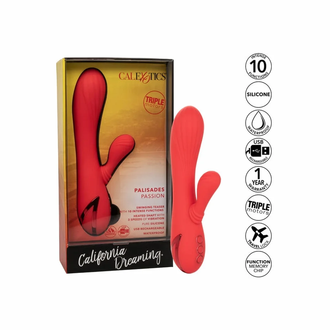 CalExotics Palisades Passion Red - Masażer podgrzewany, silikon, 11,5 cm — zdjęcie 4