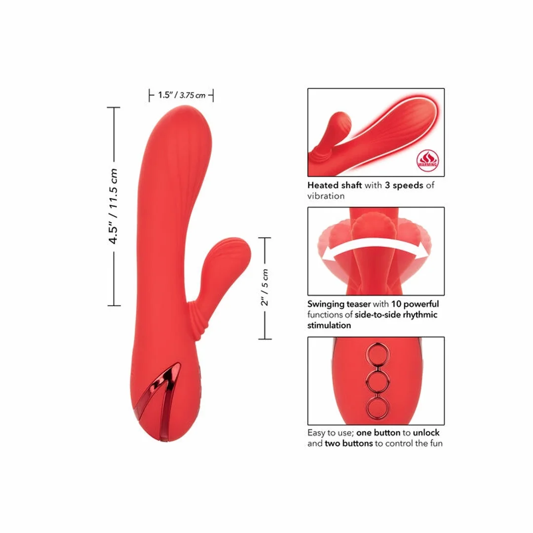 CalExotics Palisades Passion Red - Masażer podgrzewany, silikon, 11,5 cm — zdjęcie 5