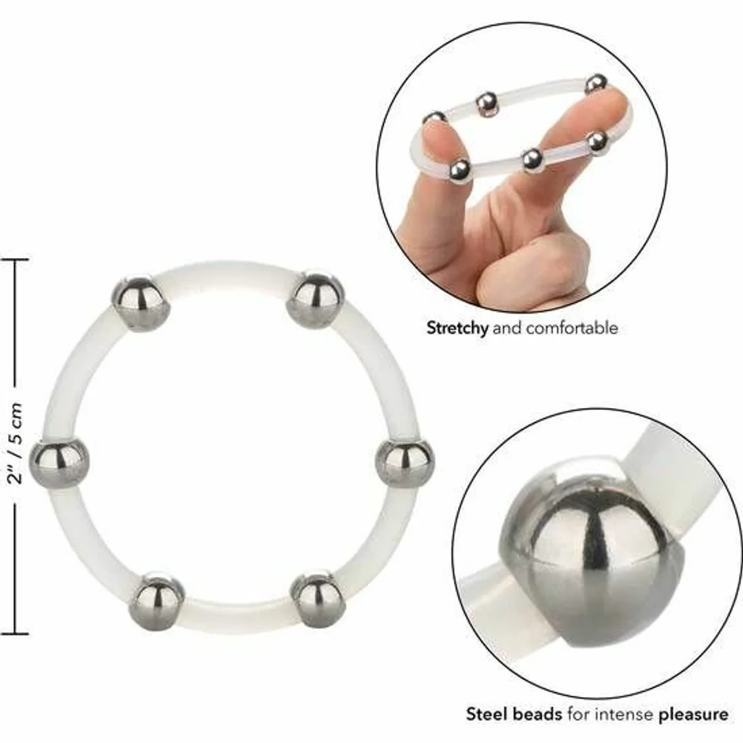 CalExotics Pierścień silikonowy XL ze stalowymi kulkami, średnica 5 cm — zdjęcie 4