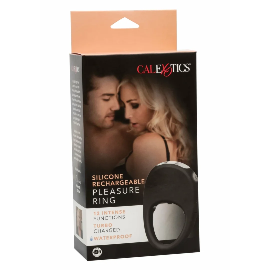 CalExotics Pleasure Ring silikonowy pierścień wibrujący ładowalny czarny — zdjęcie 3