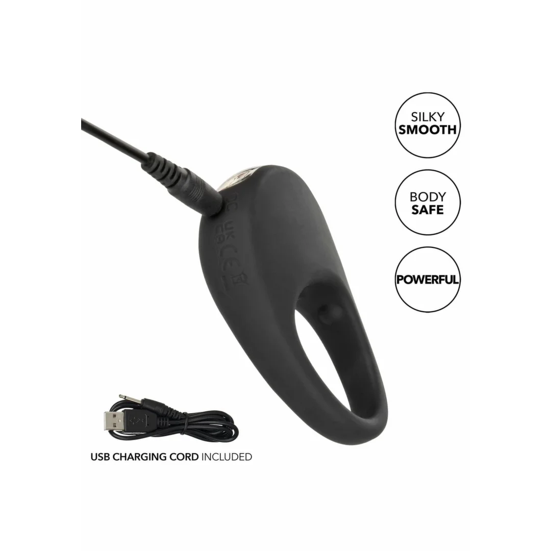 CalExotics Pleasure Ring silikonowy pierścień wibrujący ładowalny czarny — zdjęcie 6