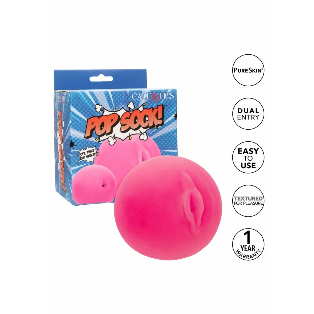 CalExotics Pop Sock Dual Entry - maszyna intymna Pure Skin, dwukanałowa, 16 cm — zdjęcie 5