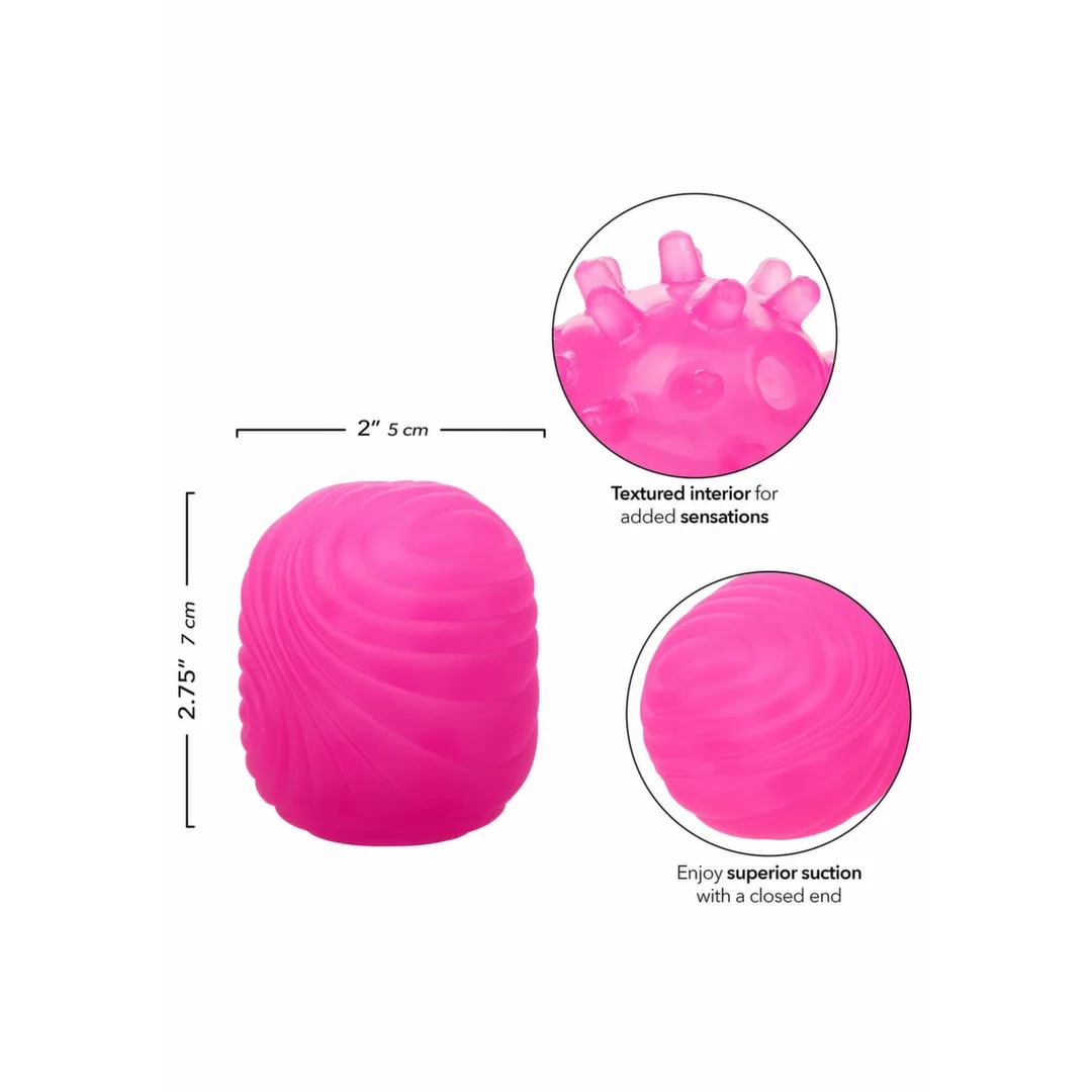 CalExotics Pop Sock Textured - dwustronna silikonowa maszyna intymna z teksturą — zdjęcie 3