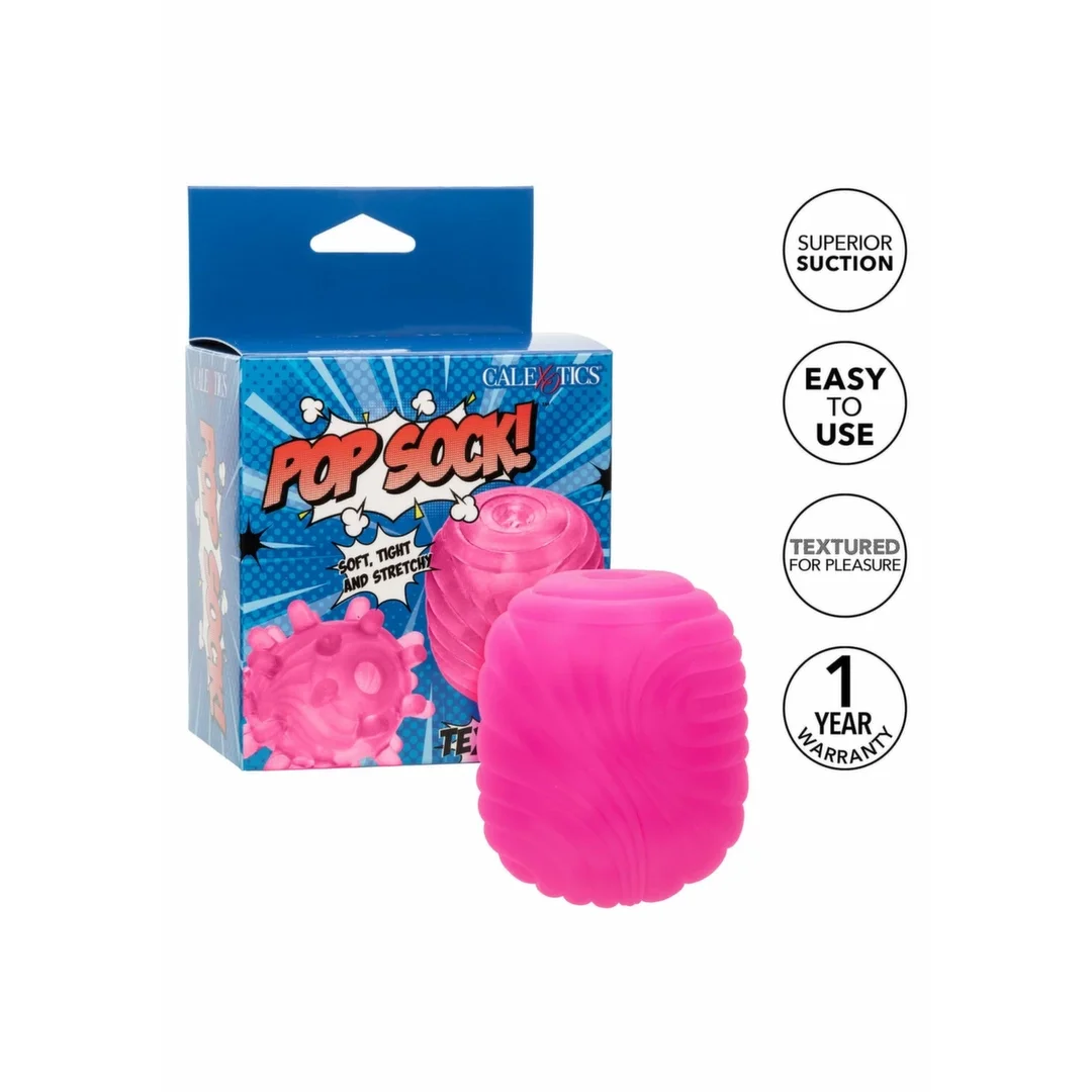 CalExotics Pop Sock Textured - dwustronna silikonowa maszyna intymna z teksturą — zdjęcie 4