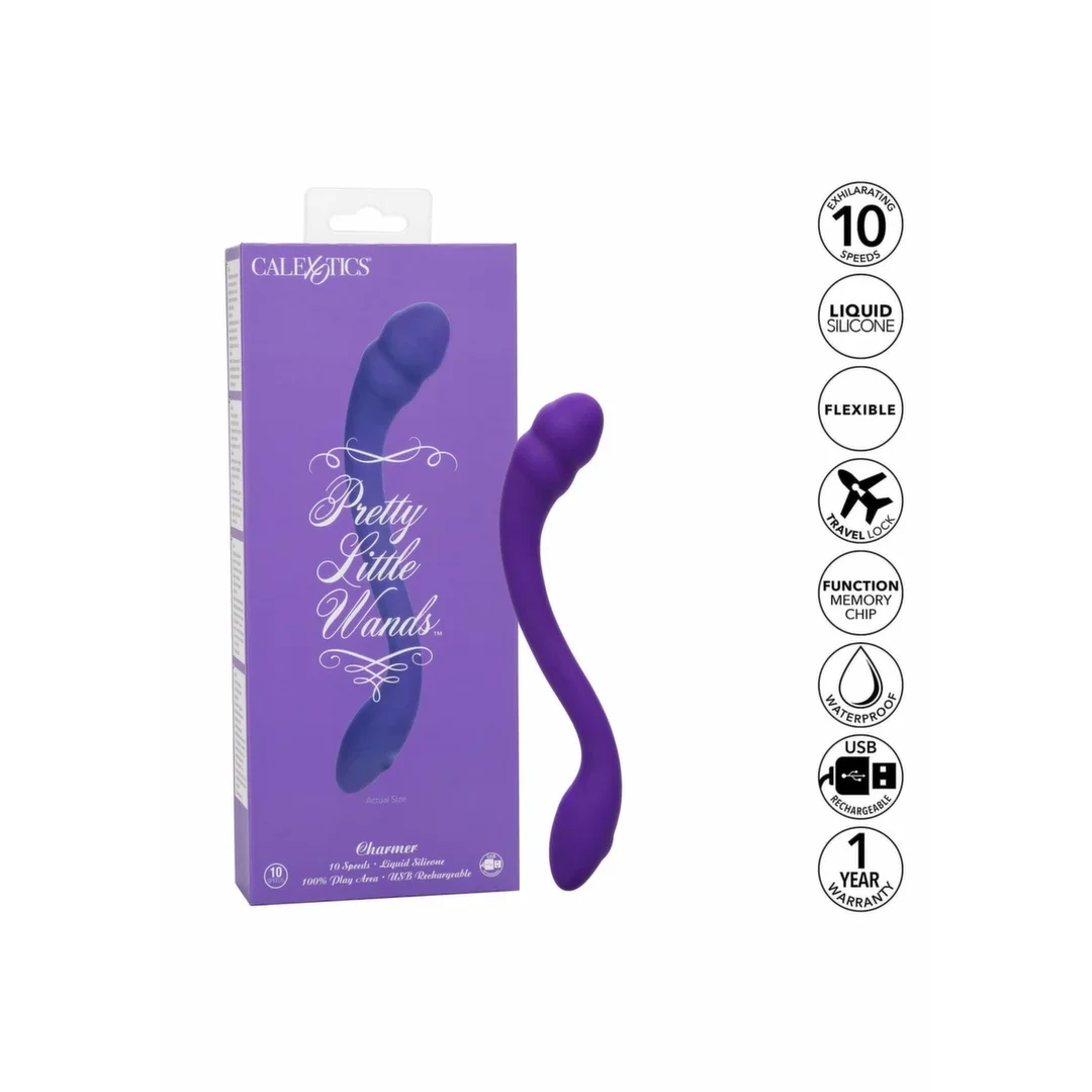 CalExotics Pretty Little Wands Charmer masażer silikonowy dwustronny fioletowy — zdjęcie 5