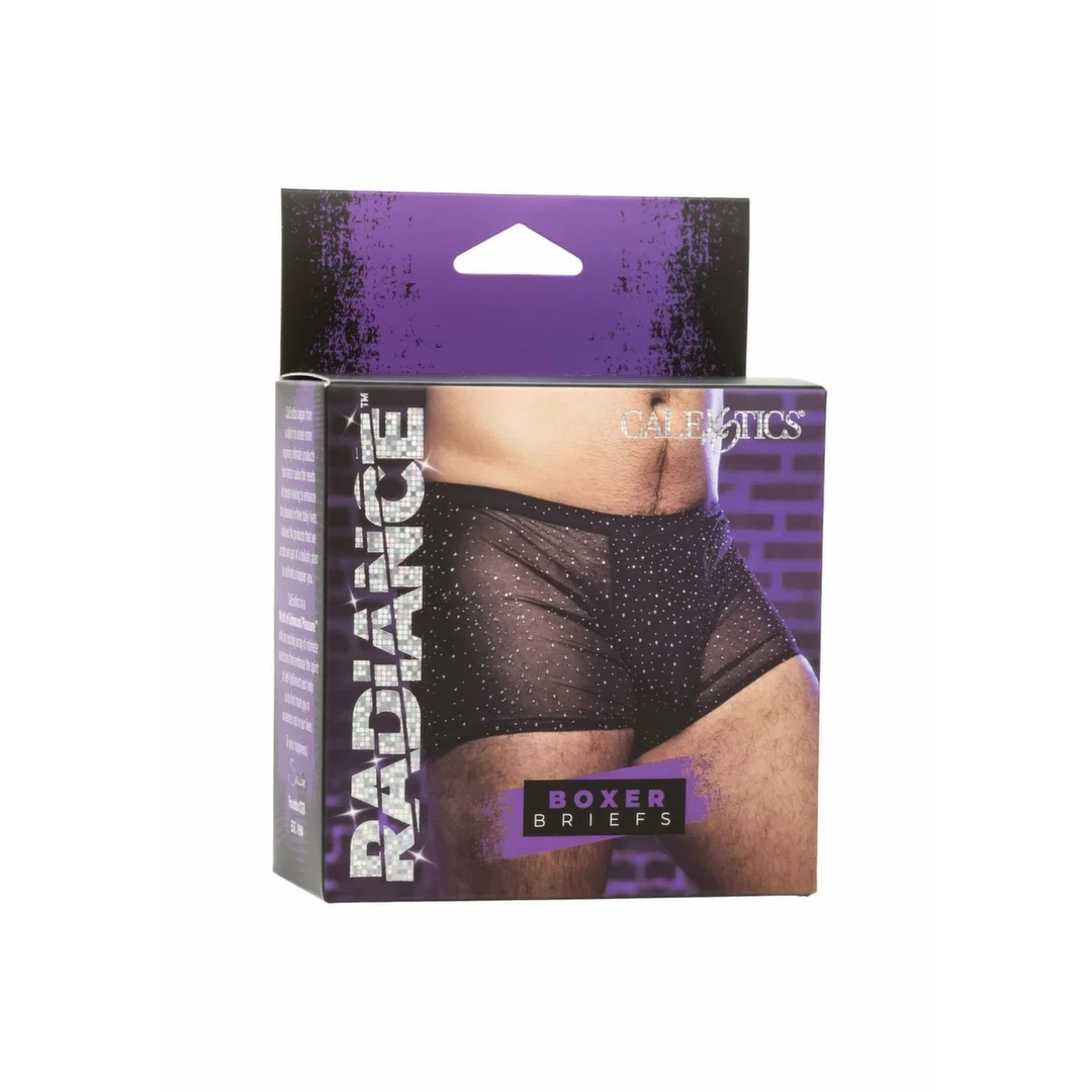 CalExotics Radiance Boxer Briefs czarne siateczkowe bokserki z kryształkami — zdjęcie 4