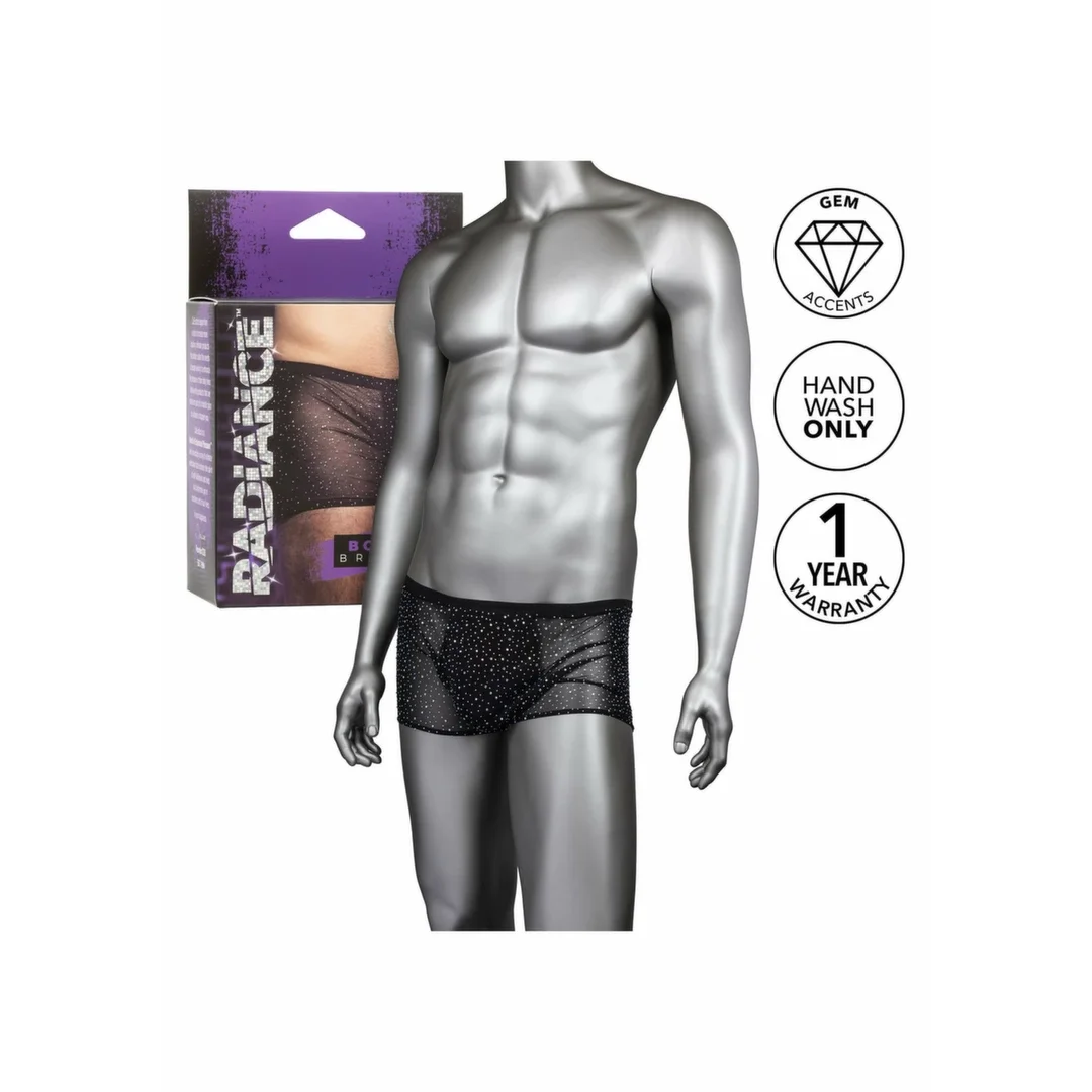 CalExotics Radiance Boxer Briefs czarne siateczkowe bokserki z kryształkami — zdjęcie 6