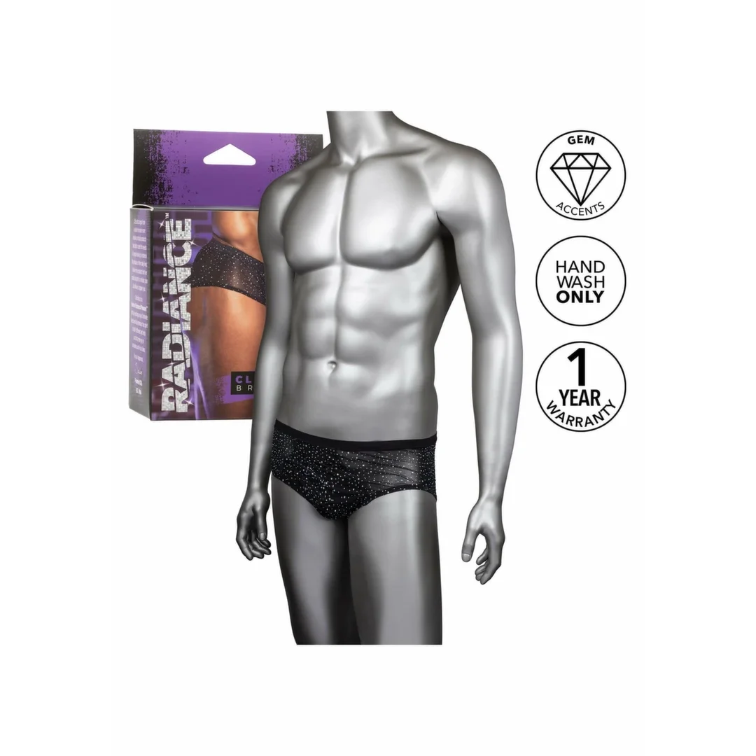 CalExotics Radiance Classic Briefs męskie siateczkowe z kryształkami, czarne — zdjęcie 6