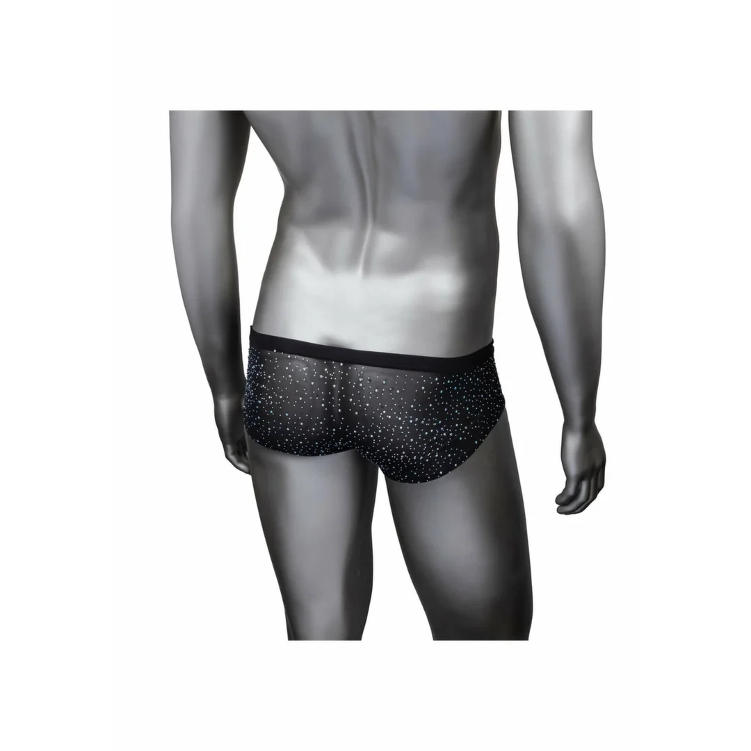 CalExotics Radiance Classic Briefs męskie siateczkowe z kryształkami, czarne — zdjęcie 7