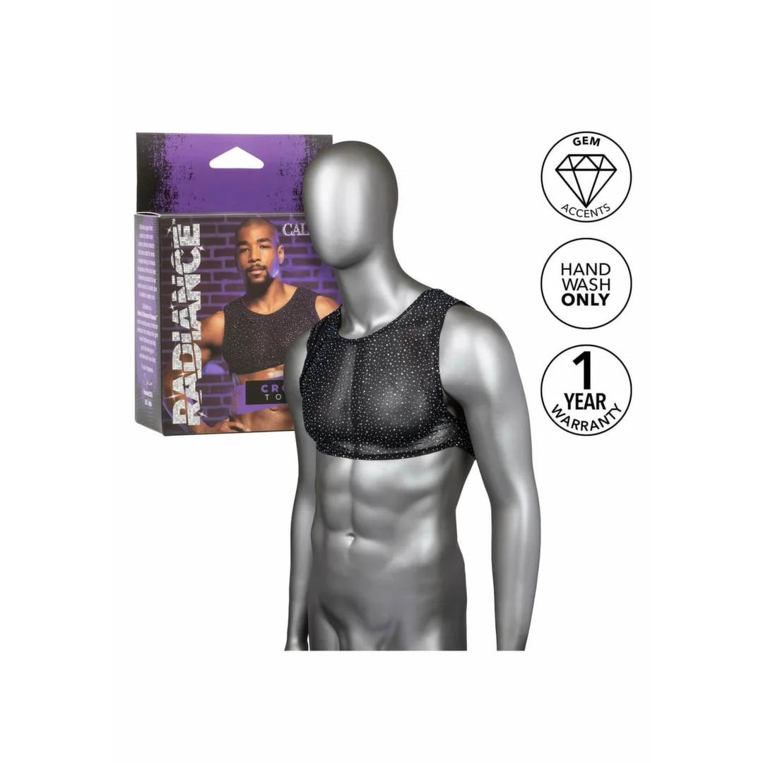 CalExotics Radiance Crop Top - top damski z siateczki i kryształkami, czarny — zdjęcie 6
