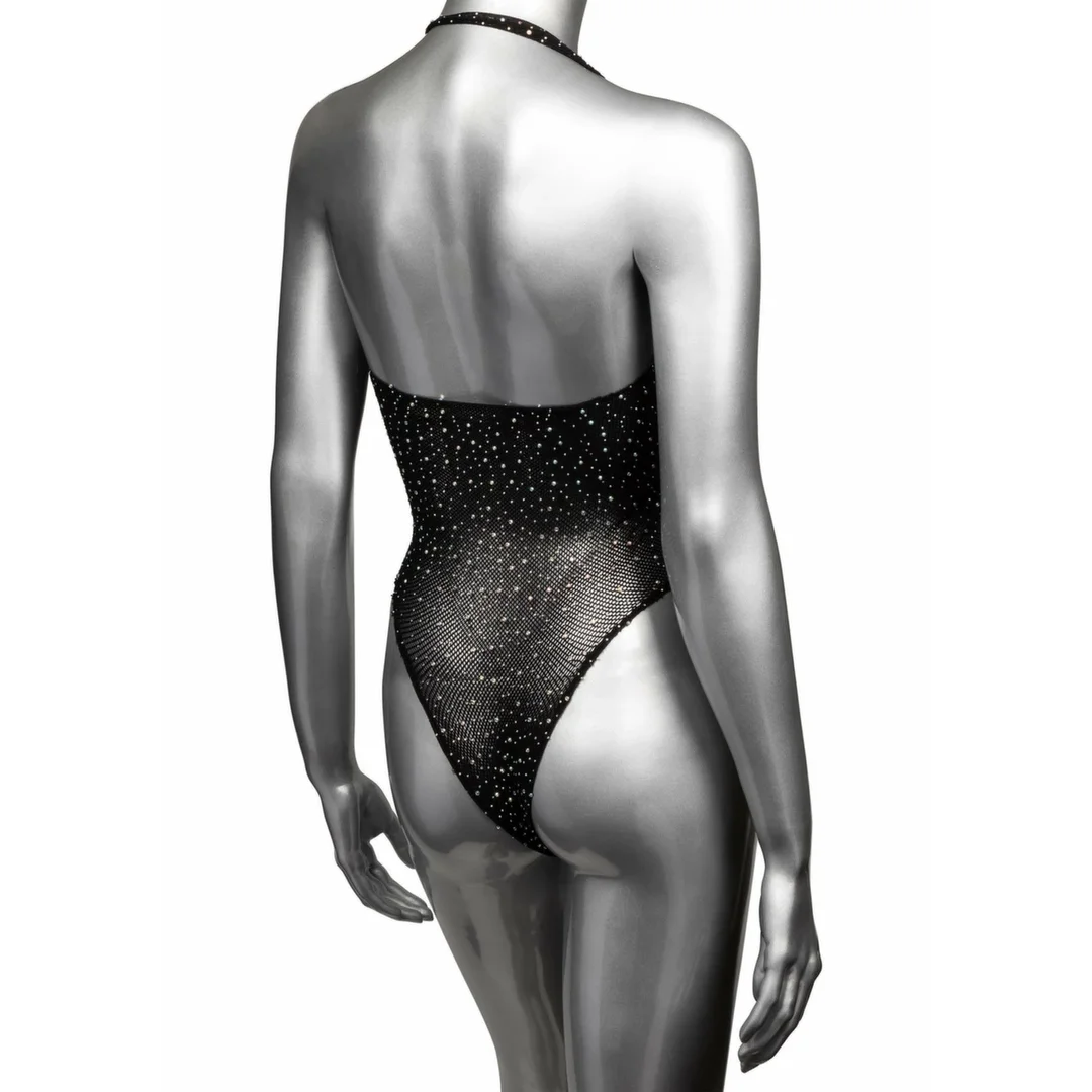 CalExotics Radiance Deep V Bodysuit - siateczkowy kostium z kryształkami, uniwersalny — zdjęcie 7