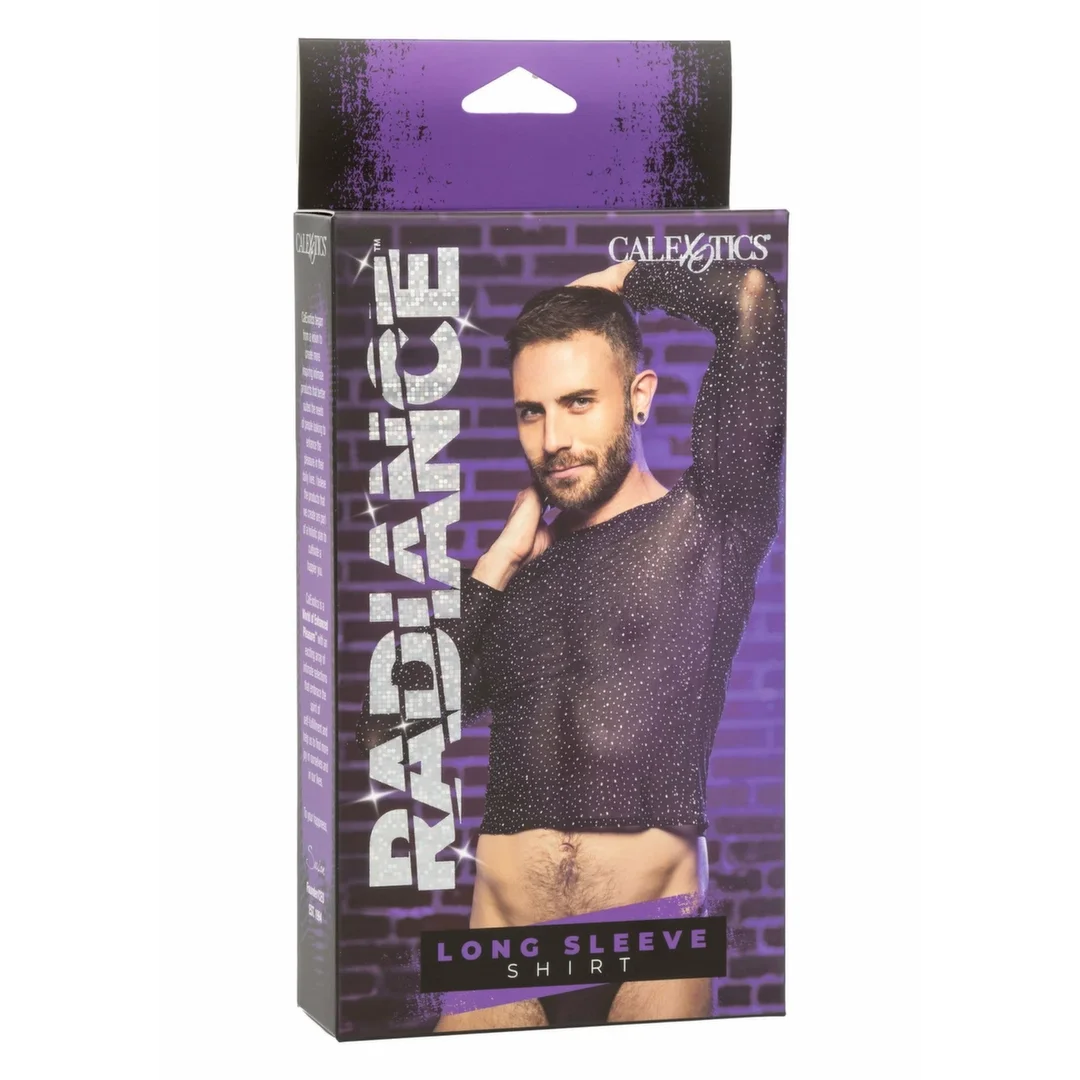 CalExotics Radiance Long Sleeve Shirt czarna siateczka z kryształkami — zdjęcie 4