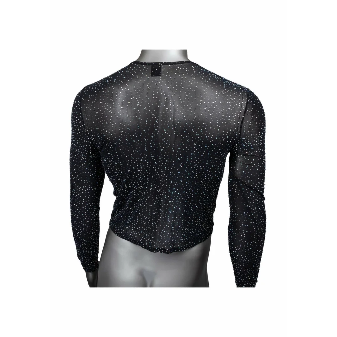CalExotics Radiance Long Sleeve Shirt czarna siateczka z kryształkami — zdjęcie 7