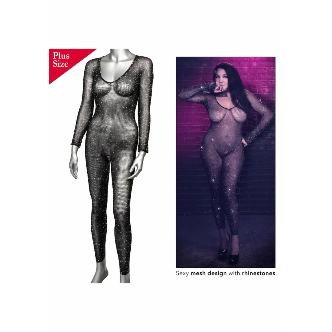 CalExotics Radiance Plus Size Bodystocking z siateczki z kryształkami 3XL — zdjęcie 2