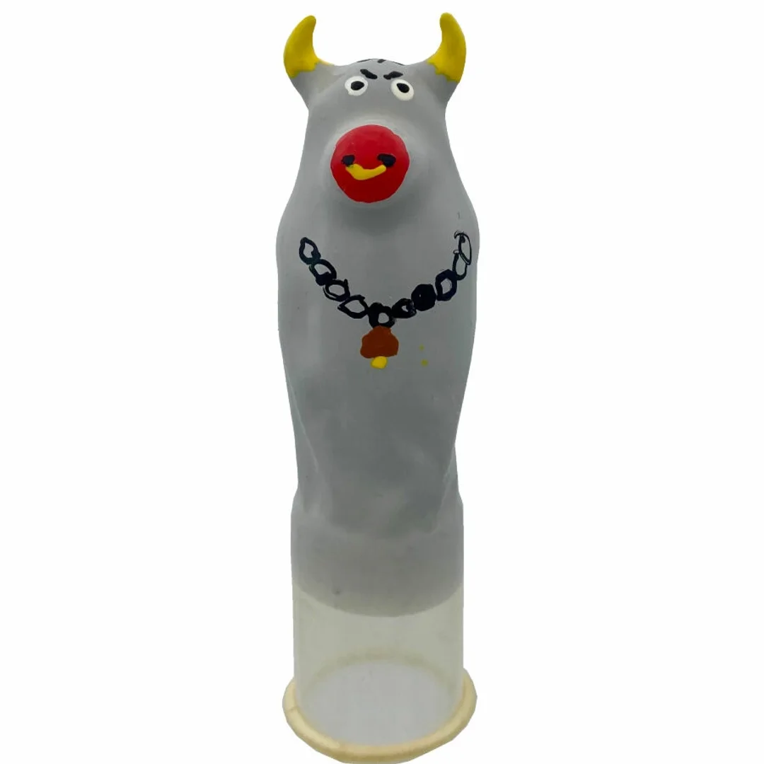Condomerie Grey Bull XL - artystyczna prezerwatywa ręcznie malowana — zdjęcie 2