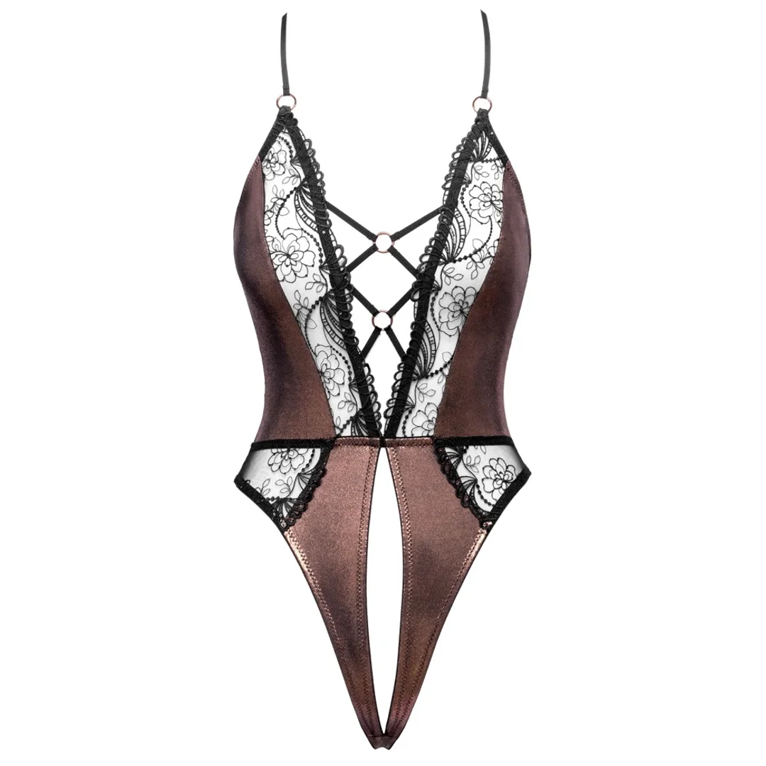 Cottelli LINGERIE Body Copper S z połyskiem i koronką, miedziany — zdjęcie 6