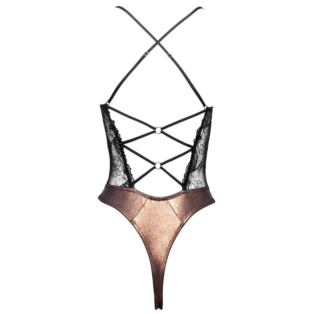 Cottelli LINGERIE Body Copper S z połyskiem i koronką, miedziany — zdjęcie 7