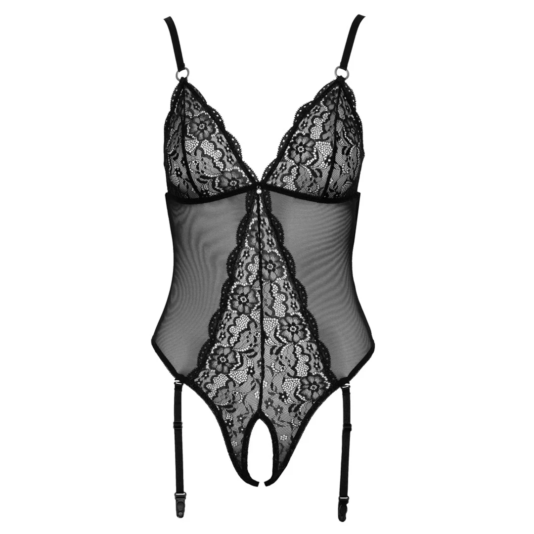 Cottelli Lingerie Body Czarny Siatkowy z Koronką i Regulacją M — zdjęcie 8