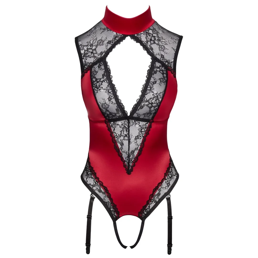 Cottelli Lingerie Body Czerwone z Czarną Koronką M Regulowane — zdjęcie 7