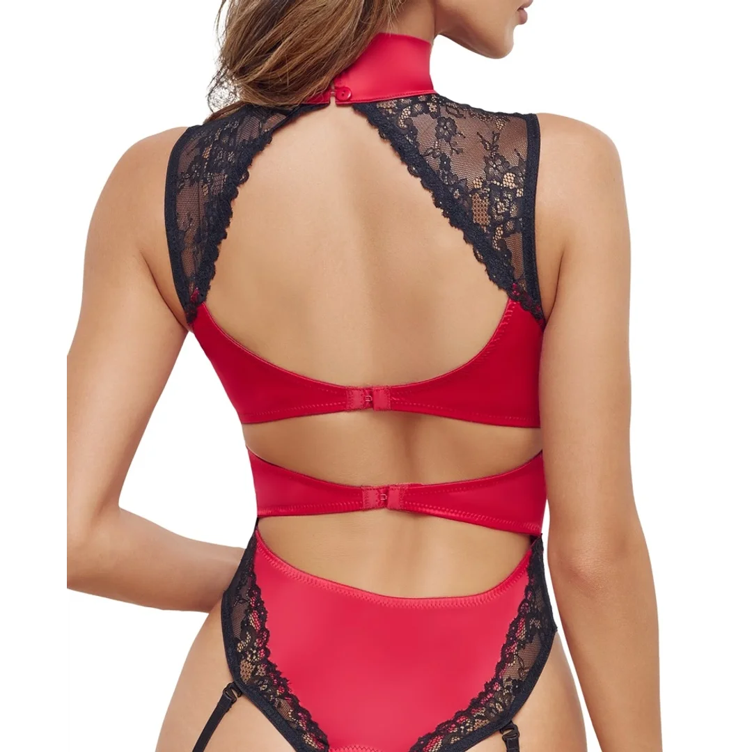Cottelli Lingerie Body Czerwone z Czarną Koronką M Regulowane — zdjęcie 9