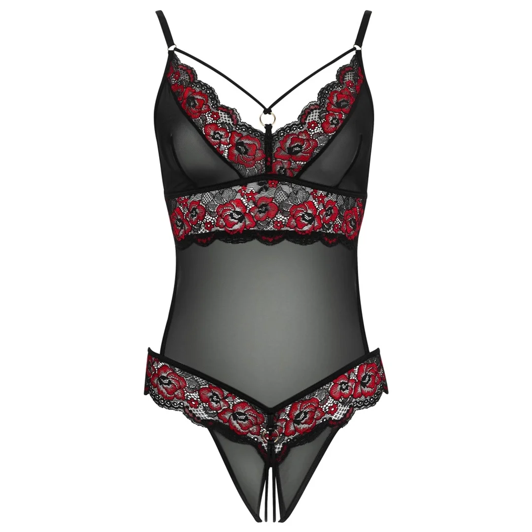 Cottelli Lingerie Body dwukolorowa koronka kwiatowa S/M regulacja — zdjęcie 5