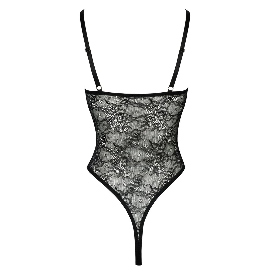 Cottelli Lingerie Body Koronkowe z Paseczkami Czarny XL — zdjęcie 8