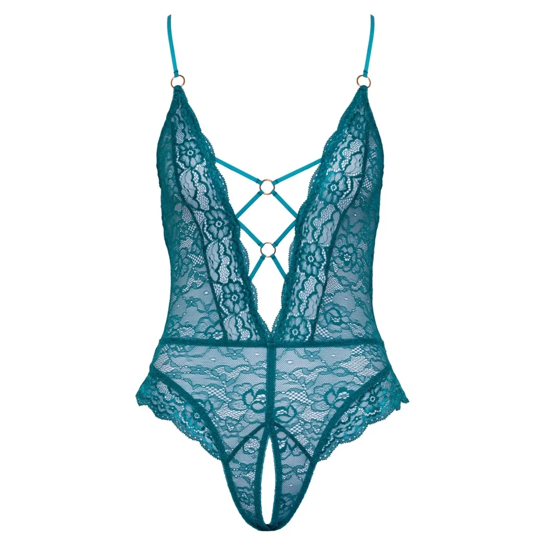 Cottelli Lingerie Body koronkowe z paskami, bez części dolnej, zielone S — zdjęcie 6