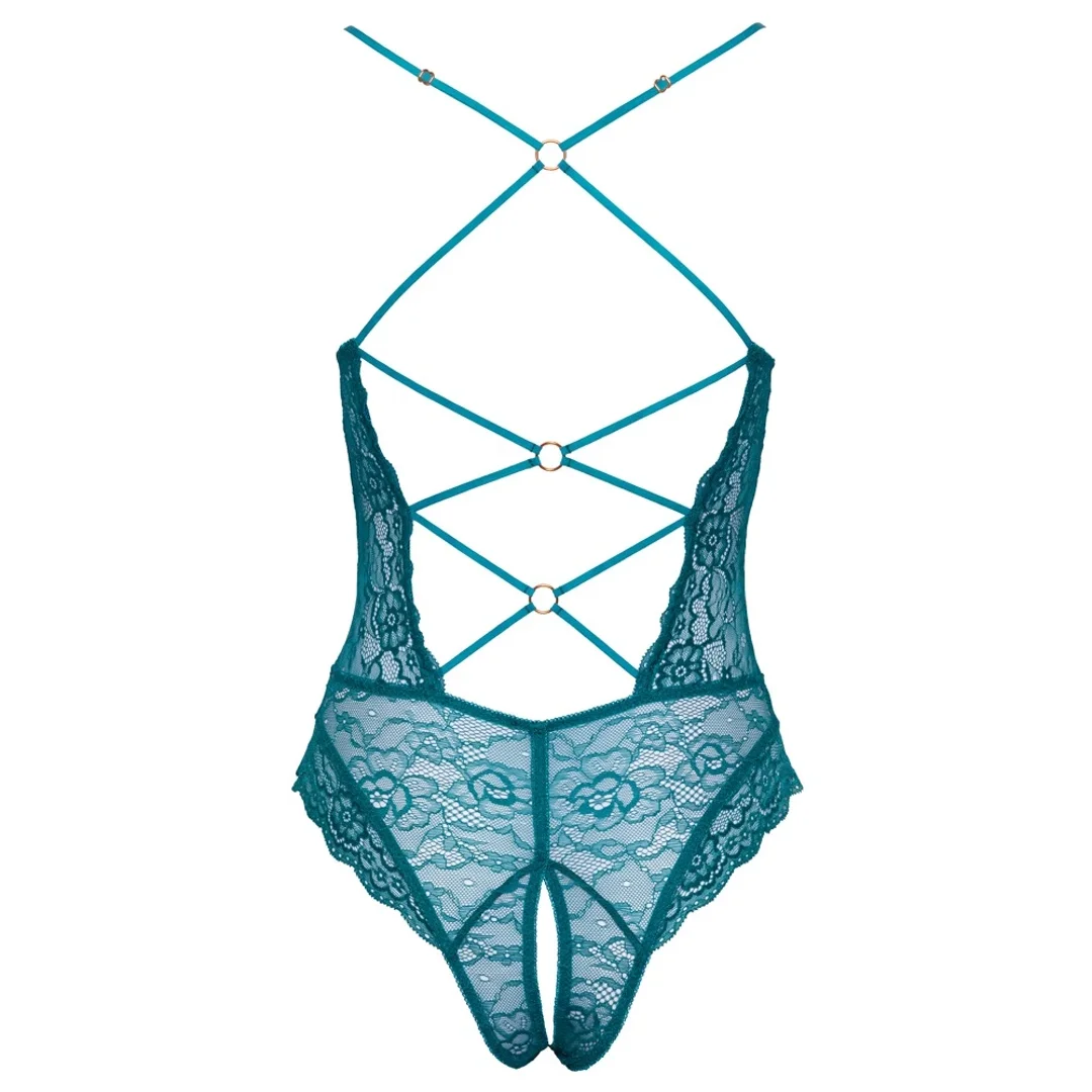 Cottelli Lingerie Body koronkowe z paskami, bez części dolnej, zielone S — zdjęcie 7