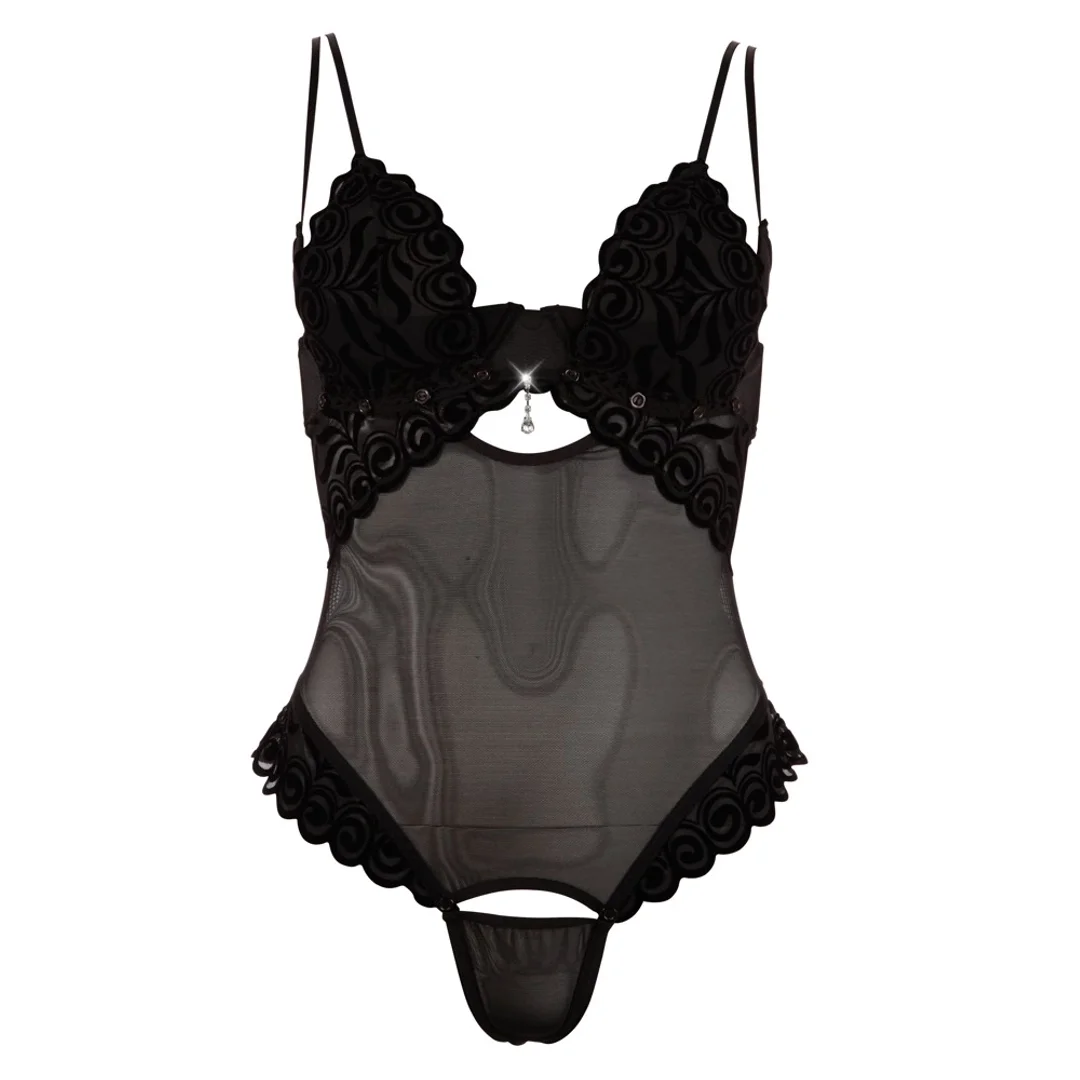 Cottelli Lingerie Body Siateczkowe z Kryształem Czarny 85C/L — zdjęcie 8