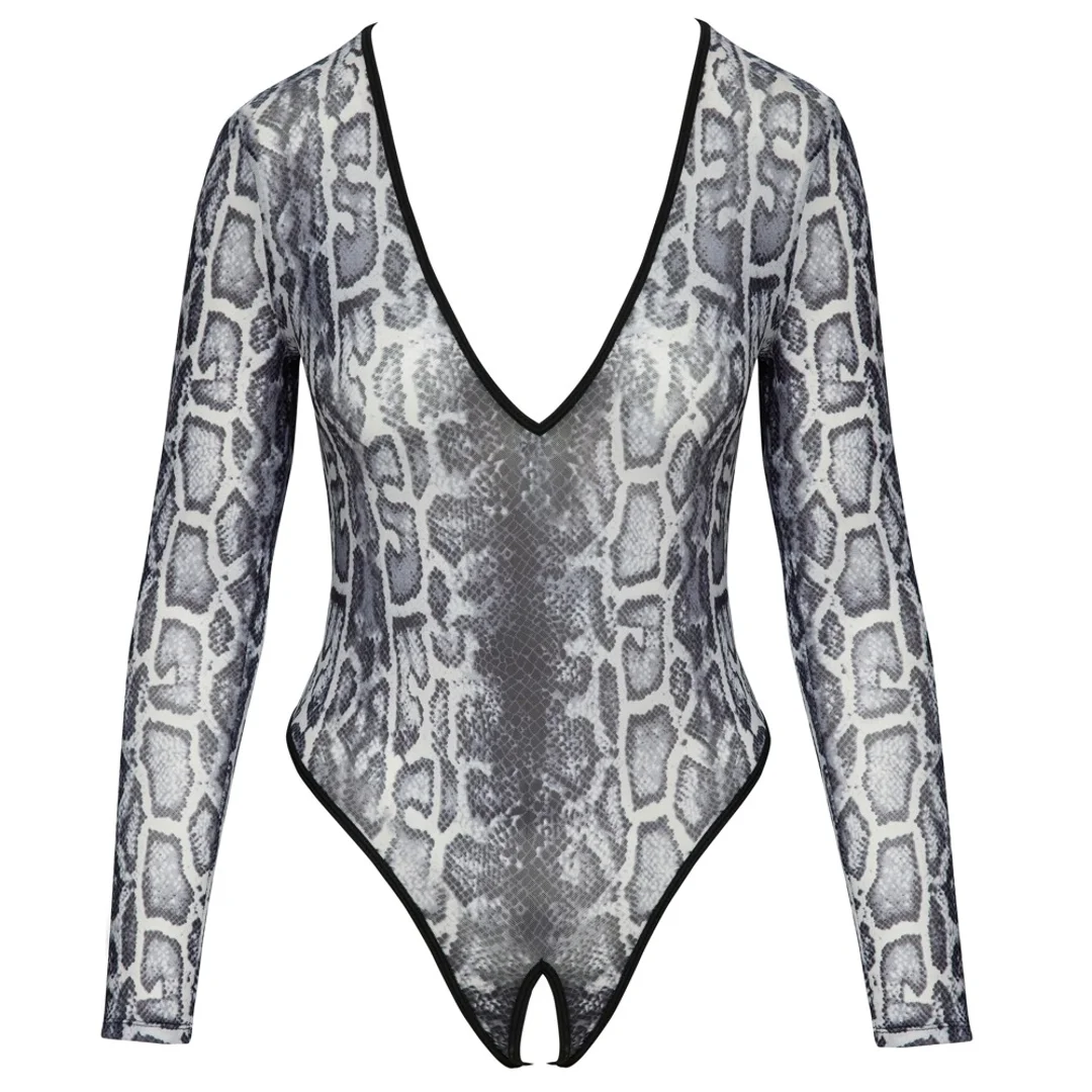 Cottelli Lingerie Body XL Panterkowy Powernet Długi Rękaw — zdjęcie 4