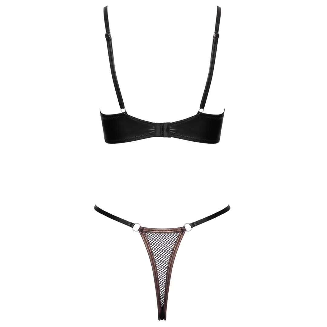 Cottelli LINGERIE Bra Set Net M czarny z miedzianymi akcentami — zdjęcie 8