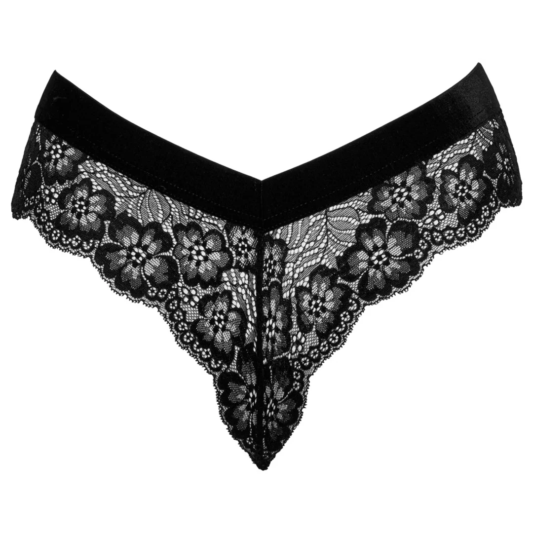 Cottelli Lingerie Figi koronkowe z odpinanym łańcuszkiem L czarne — zdjęcie 5