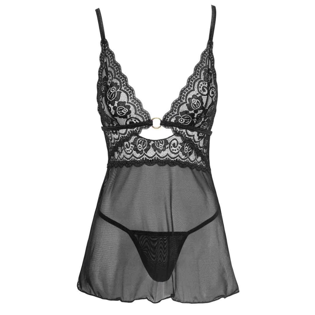 Cottelli Lingerie Halka Siateczkowa z Koronką i Stringi S — zdjęcie 5