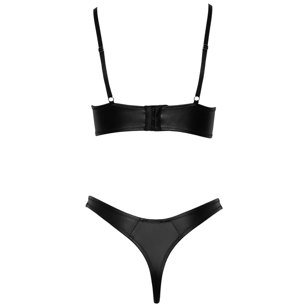 Cottelli LINGERIE komplet 2-częściowy czarny mat elastyczne paski 85B/L — zdjęcie 8