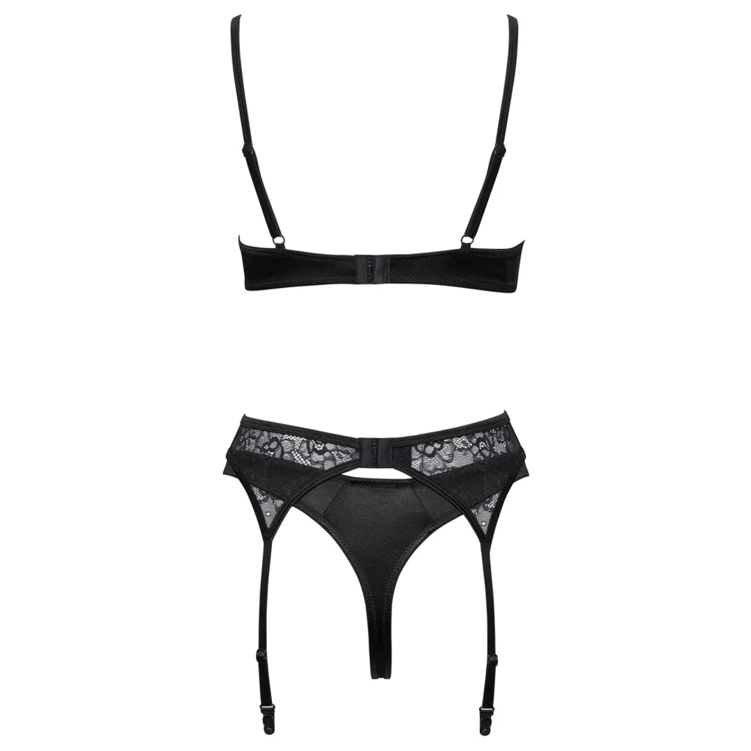 Cottelli Lingerie Komplet 3-częściowy Koronkowy Czarny 80C/M — zdjęcie 7
