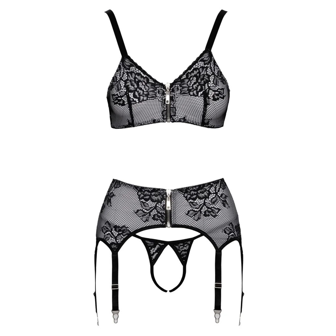 Cottelli Lingerie Komplet 3-częściowy z koronką i zamkiem, rozmiar S — zdjęcie 7