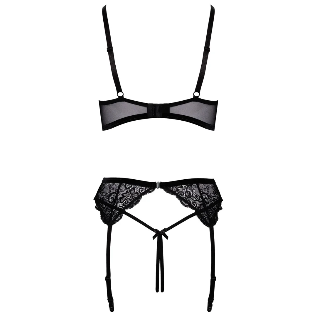 Cottelli Lingerie komplet koronkowy 3-częściowy czarny 85B/L — zdjęcie 7