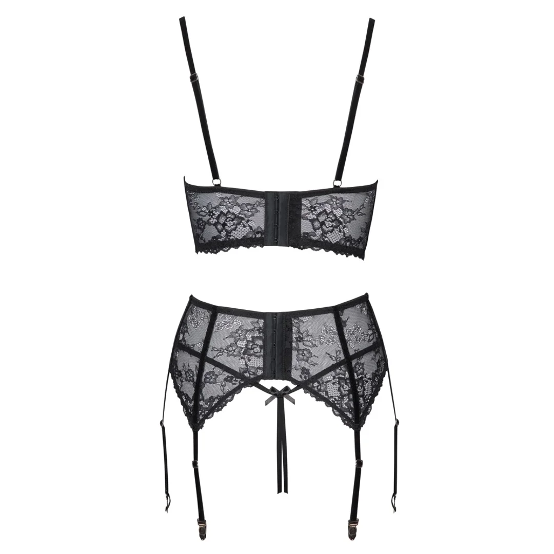 Cottelli Lingerie komplet koronkowy 3-częściowy czarny 85B/L — zdjęcie 8