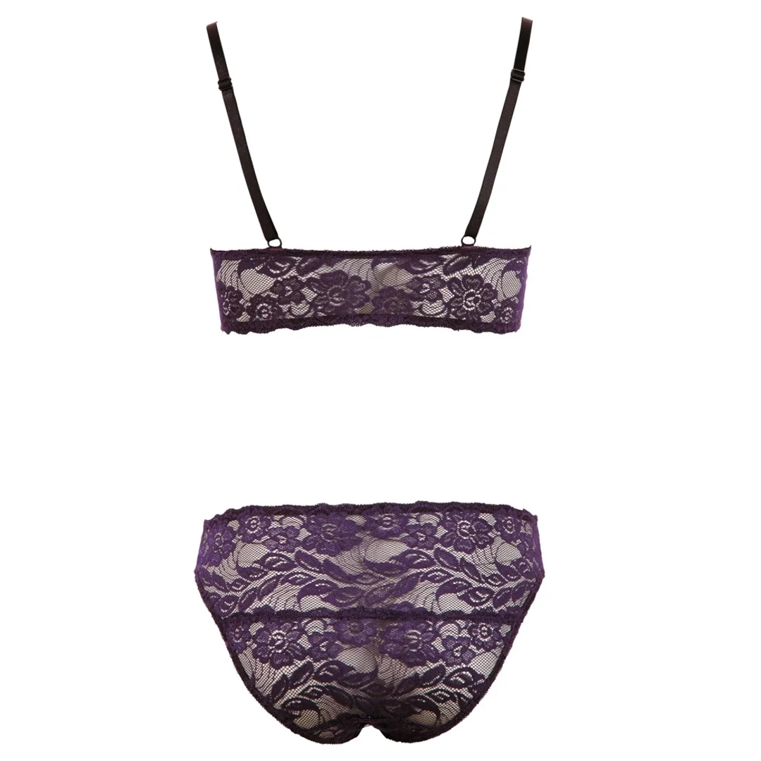 Cottelli Lingerie komplet koronkowy biustonosz i figi S czarny haftki — zdjęcie 8