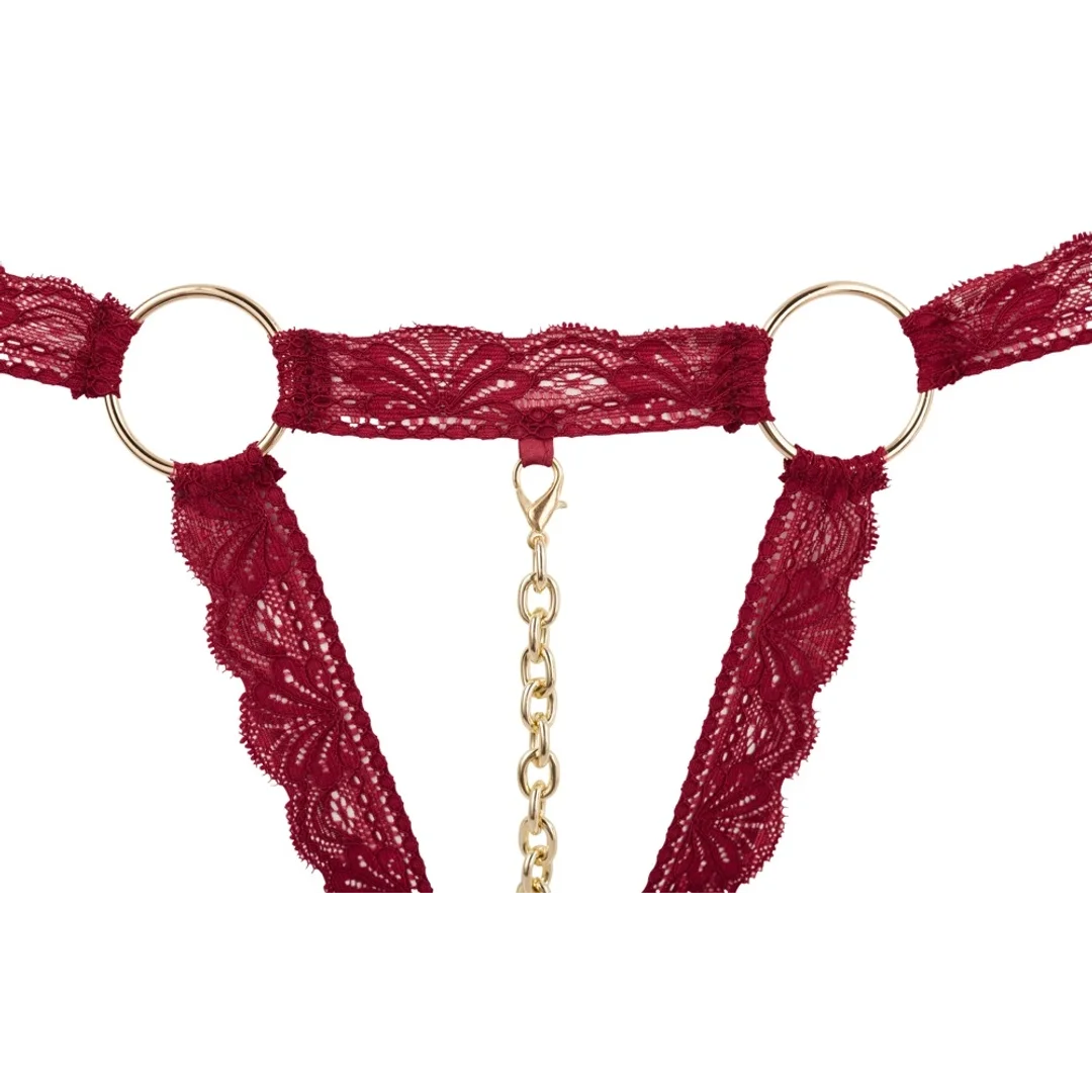 Cottelli Lingerie komplet koronkowy czerwony z elementami metalowymi S/M — zdjęcie 7
