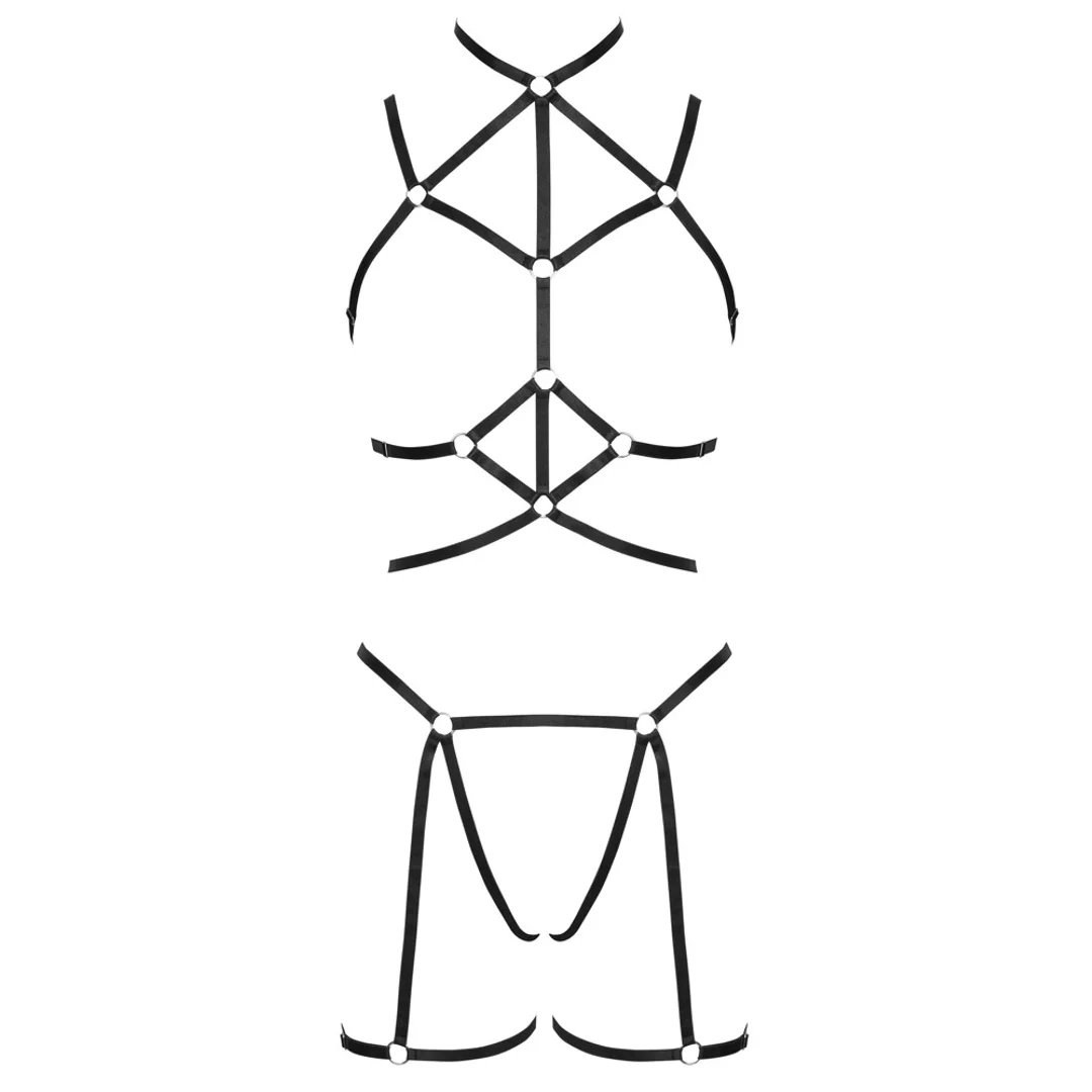 Cottelli Lingerie komplet paskow czarny S-L regulowany 3-częściowy — zdjęcie 5