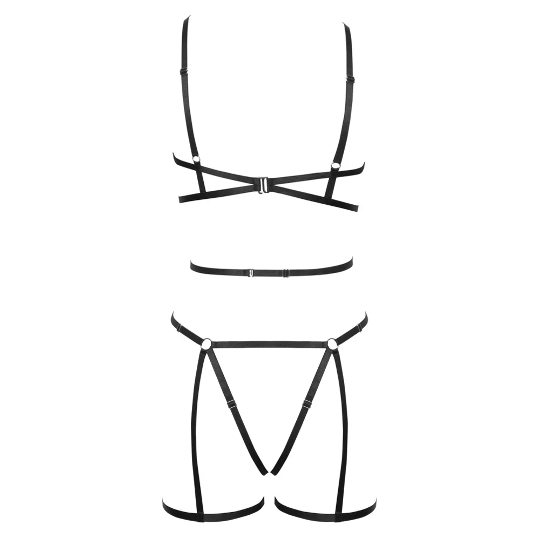 Cottelli Lingerie komplet paskow czarny S-L regulowany 3-częściowy — zdjęcie 6
