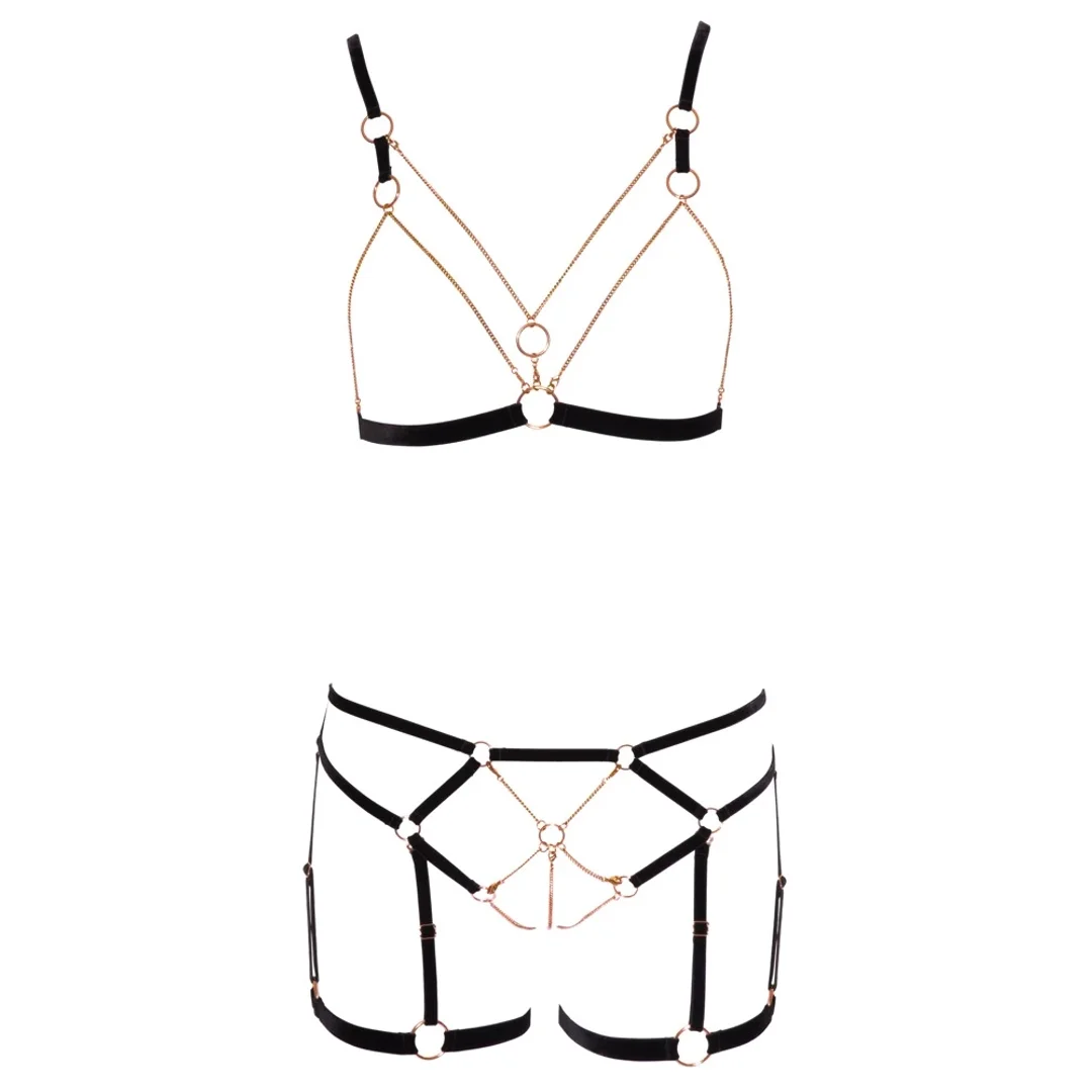 Cottelli Lingerie komplet paskow i koronki XL, odpinane łańcuszki — zdjęcie 6