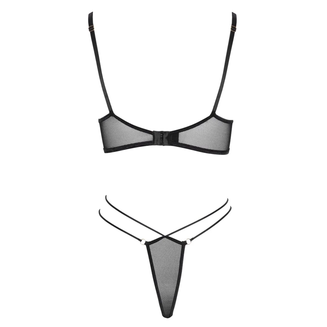 Cottelli LINGERIE komplet siateczkowy biustonosz i stringi L czarny — zdjęcie 5