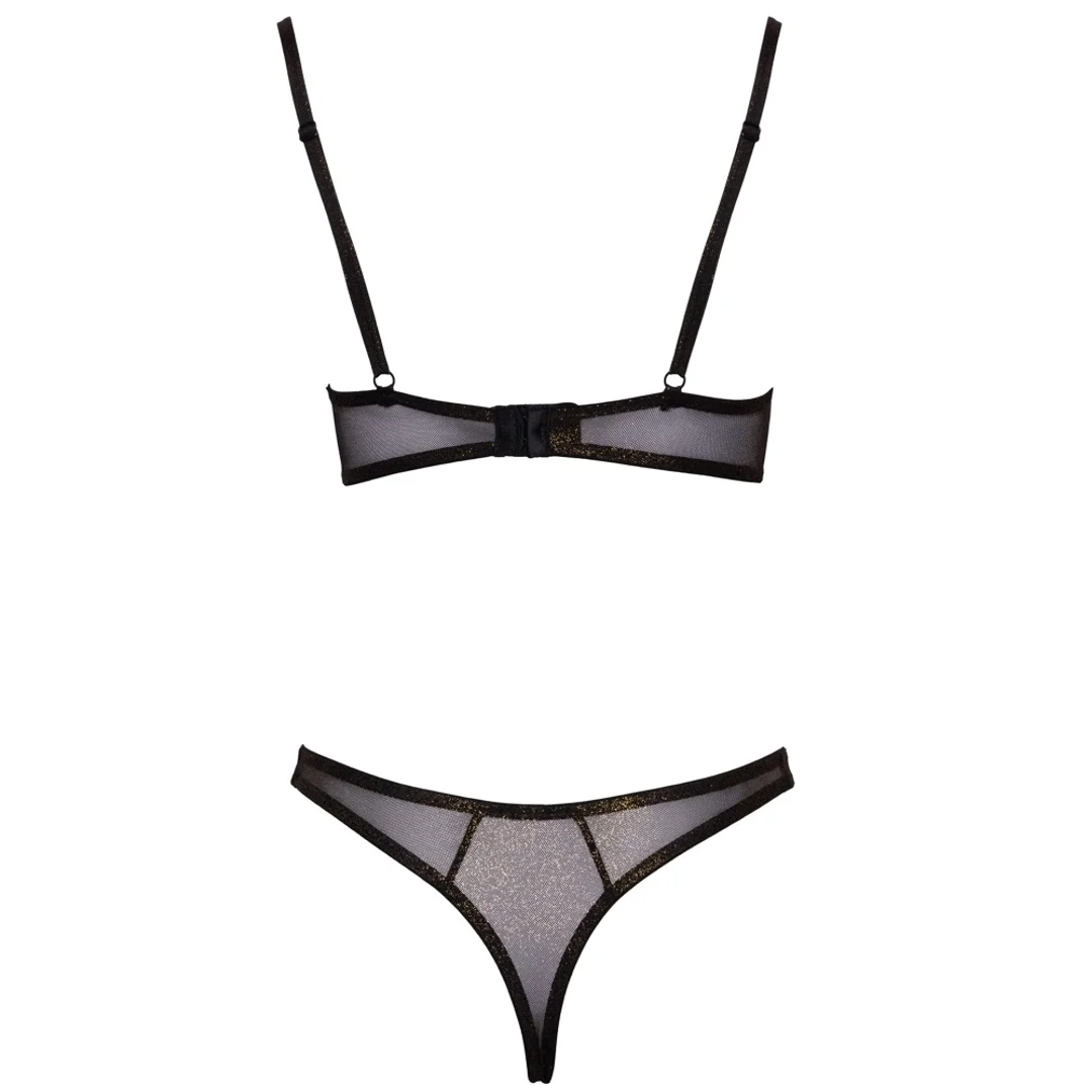 Cottelli Lingerie komplet siateczkowy z brokatem czarny 80B/M — zdjęcie 7