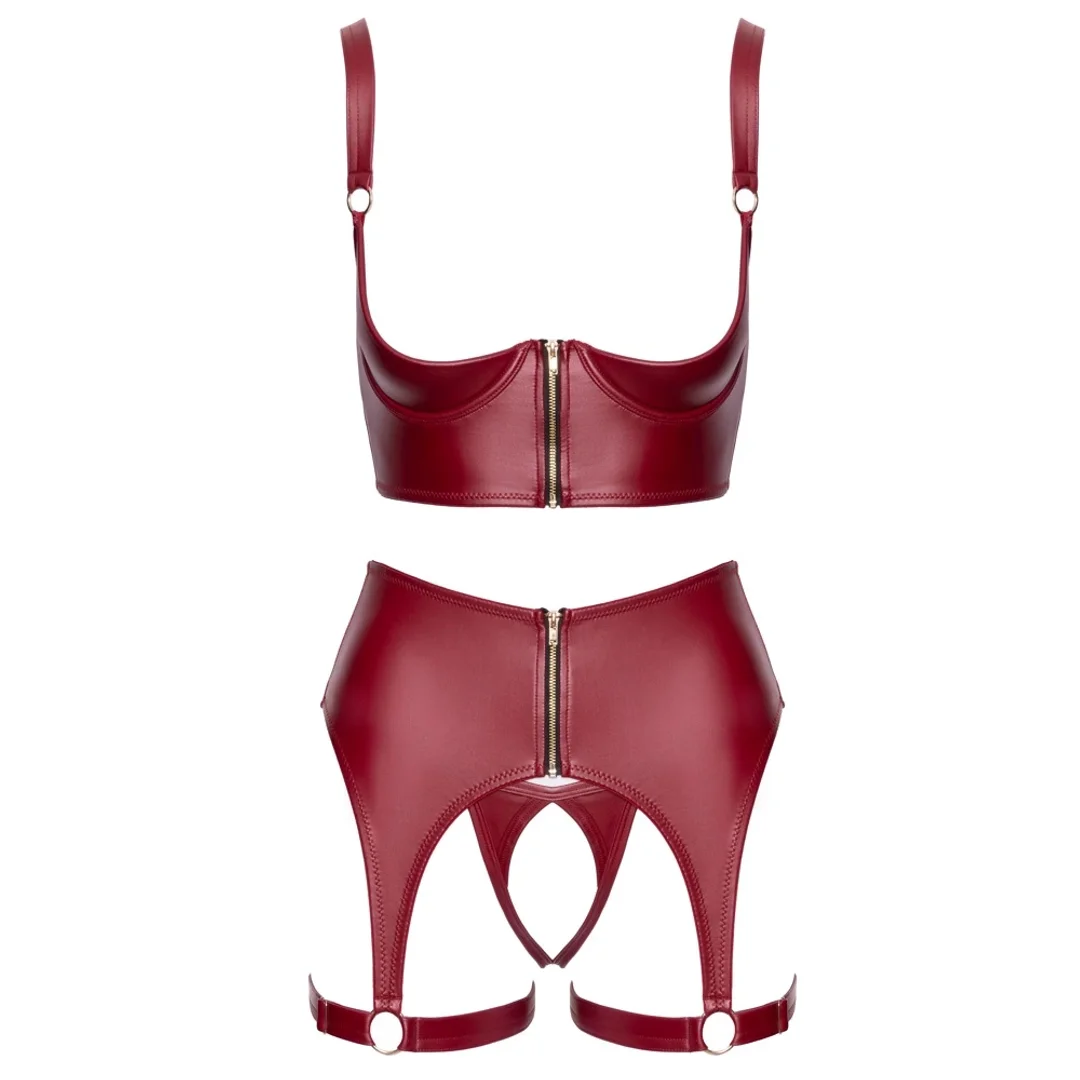 Cottelli LINGERIE komplet z otwartym biustonoszem, bordowy 85B/L — zdjęcie 7